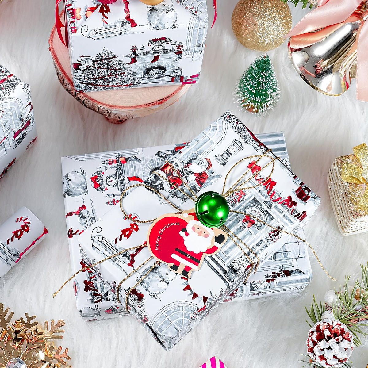 Blue Toile Christmas Wrapping Paper
