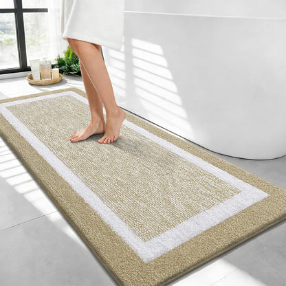 Navy and White Microfiber Bath Rug, 36 x 24
