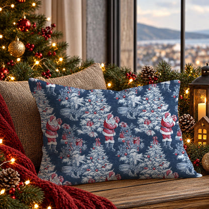 Blue Christmas Toile Pillow Covers, 18x18, Set of 2