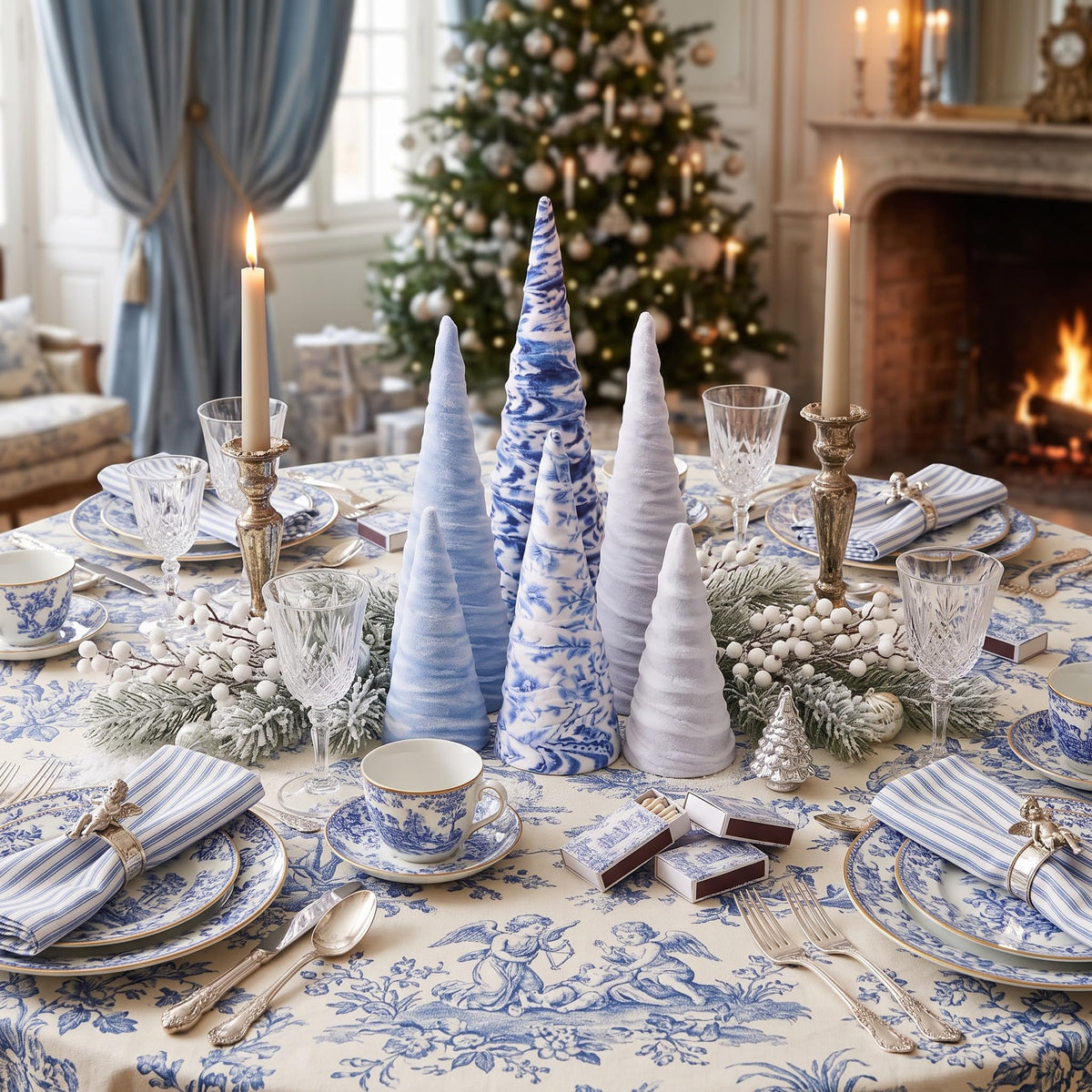 Chinoiserie Velvet Christmas Trees, Set of 6