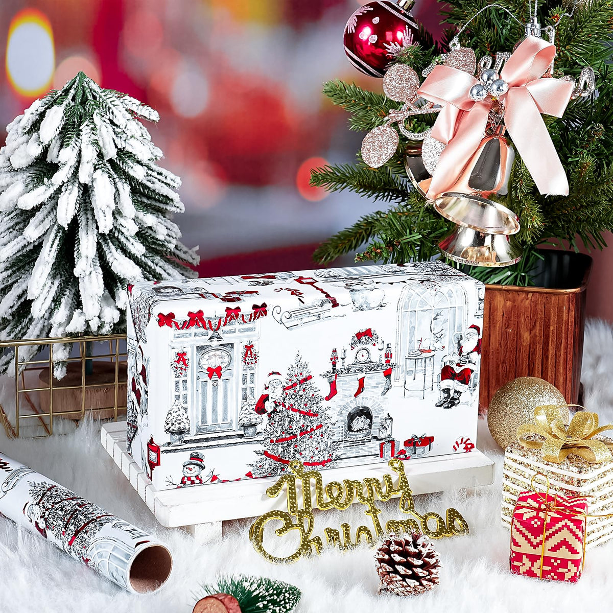 Blue Toile Christmas Wrapping Paper