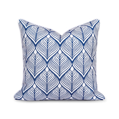 Navy Greek Key Outdoor Lumbar Pillow Cover, 12x20