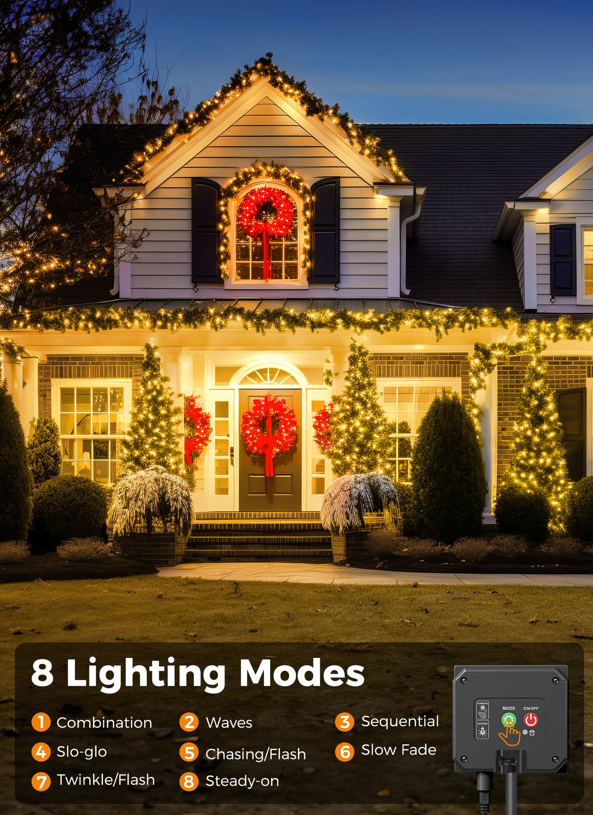 Solar Christmas String Lights, 100 LED, 40 ft