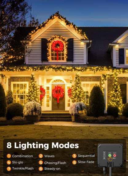 Solar Christmas String Lights, 100 LED, 40 ft