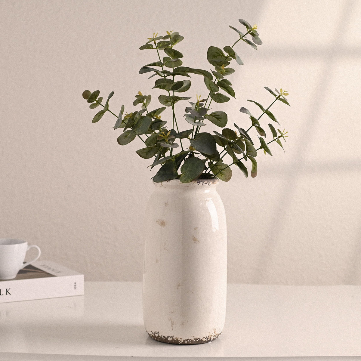 Victor & Teresa Rustic Blue and White Vase, 8"