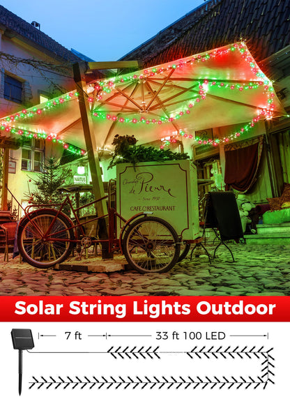 Solar Christmas String Lights, 100 LED, 40 ft
