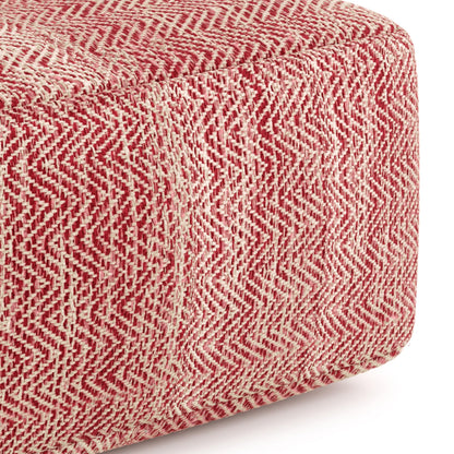 Simpli Home Cowan Blue Wool Square Pouf