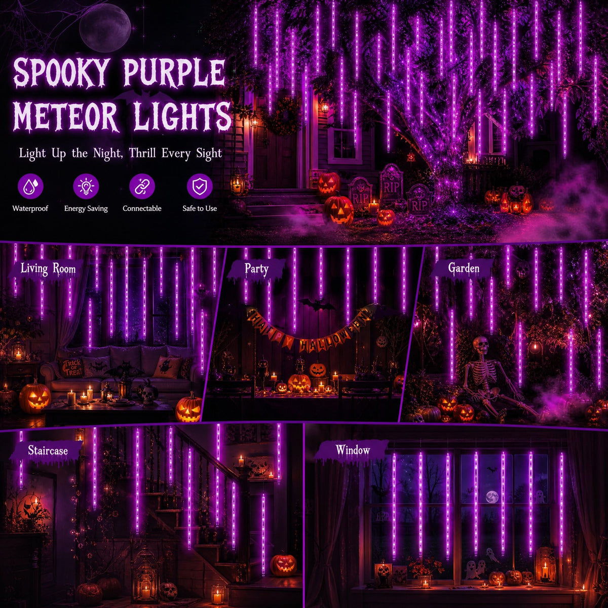 Aukora Blue Meteor Shower Lights