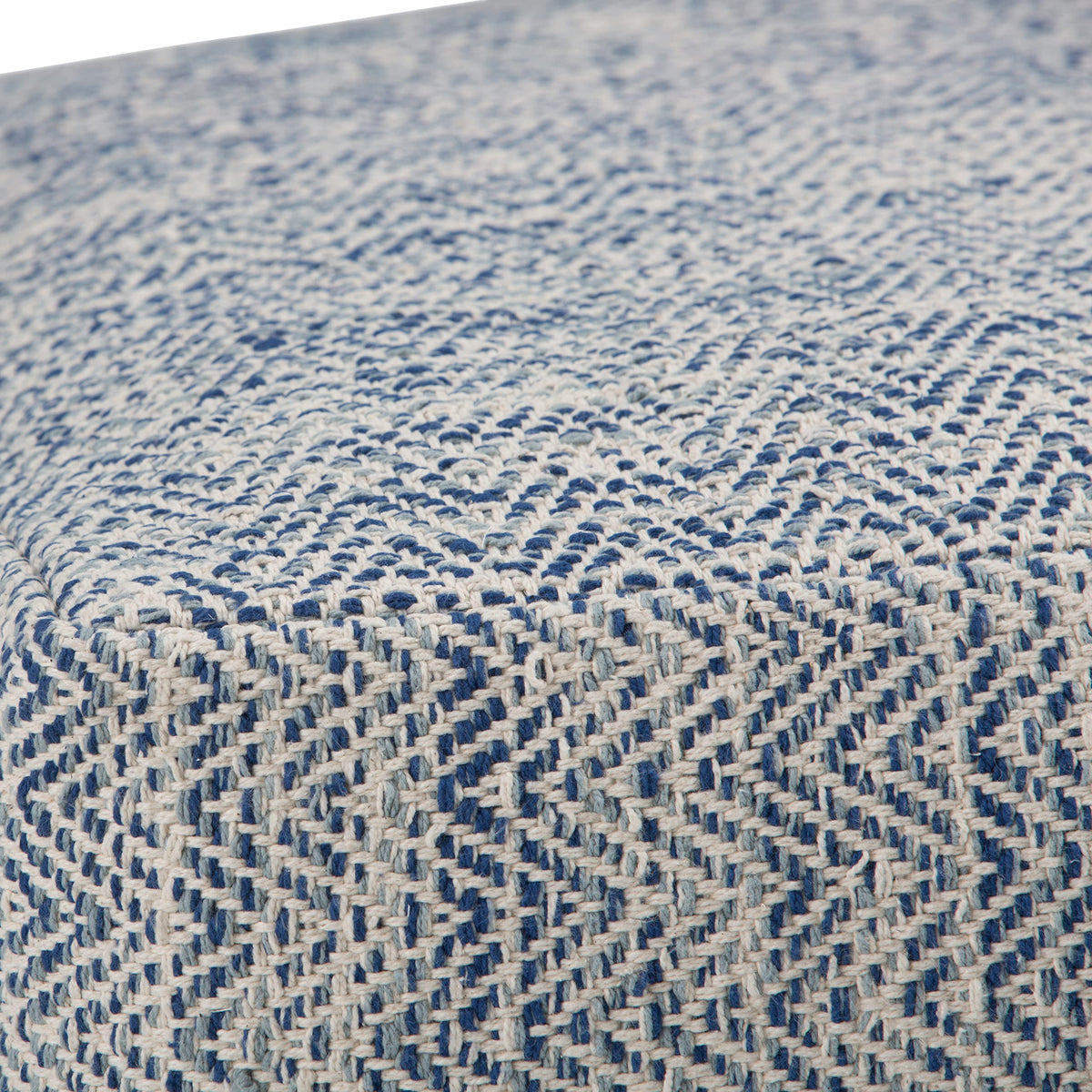 Simpli Home Cowan Blue Wool Square Pouf