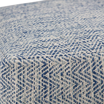 Simpli Home Cowan Blue Wool Square Pouf