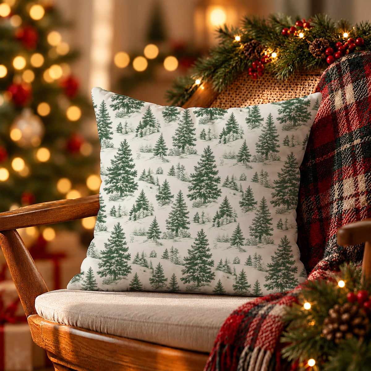 Blue Christmas Toile Pillow Covers, 18x18, Set of 2