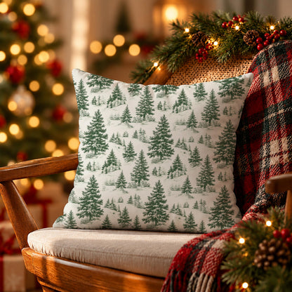 Blue Christmas Toile Pillow Covers, 18x18, Set of 2