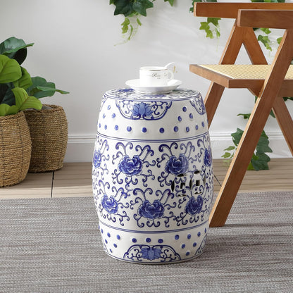 Jonathan Y Lotus Chinoiserie Garden Stool, 17.75"