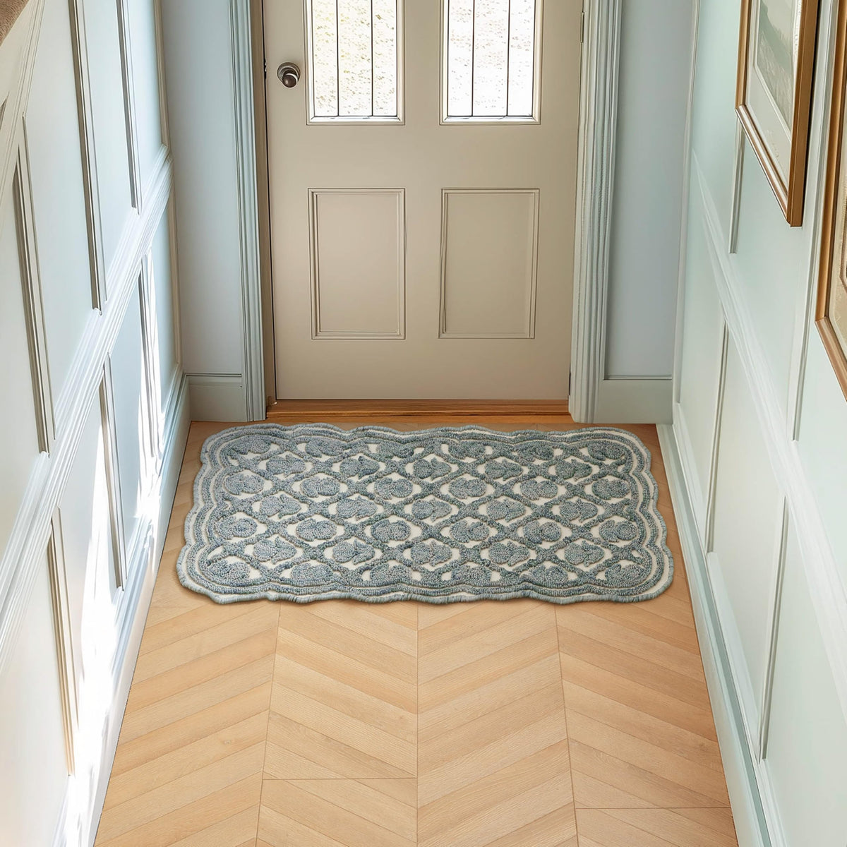Laura Ashley Scalloped Washable Runner Rug