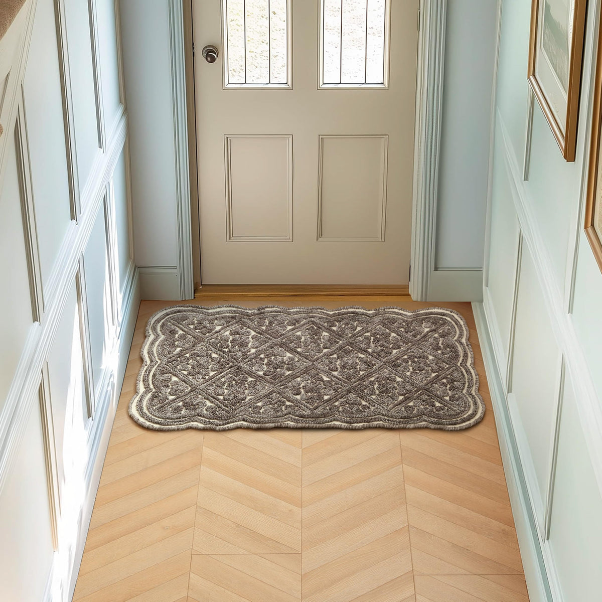Laura Ashley Scalloped Washable Runner Rug
