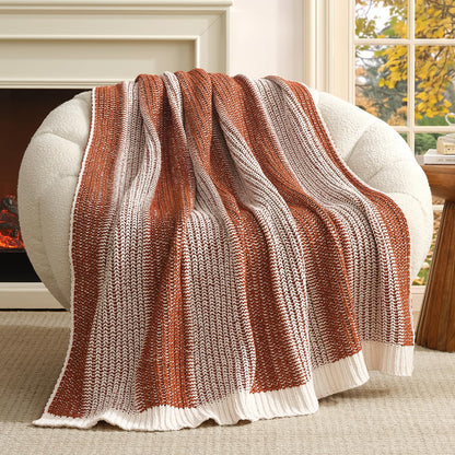 Checkered Knit Throw Blanket, Blue, 50 x 60 Inch