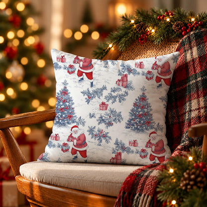 Blue Christmas Toile Pillow Covers, 18x18, Set of 2