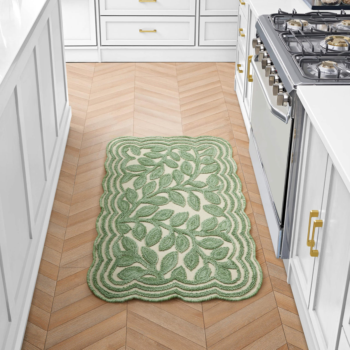 Laura Ashley Scalloped Washable Runner Rug