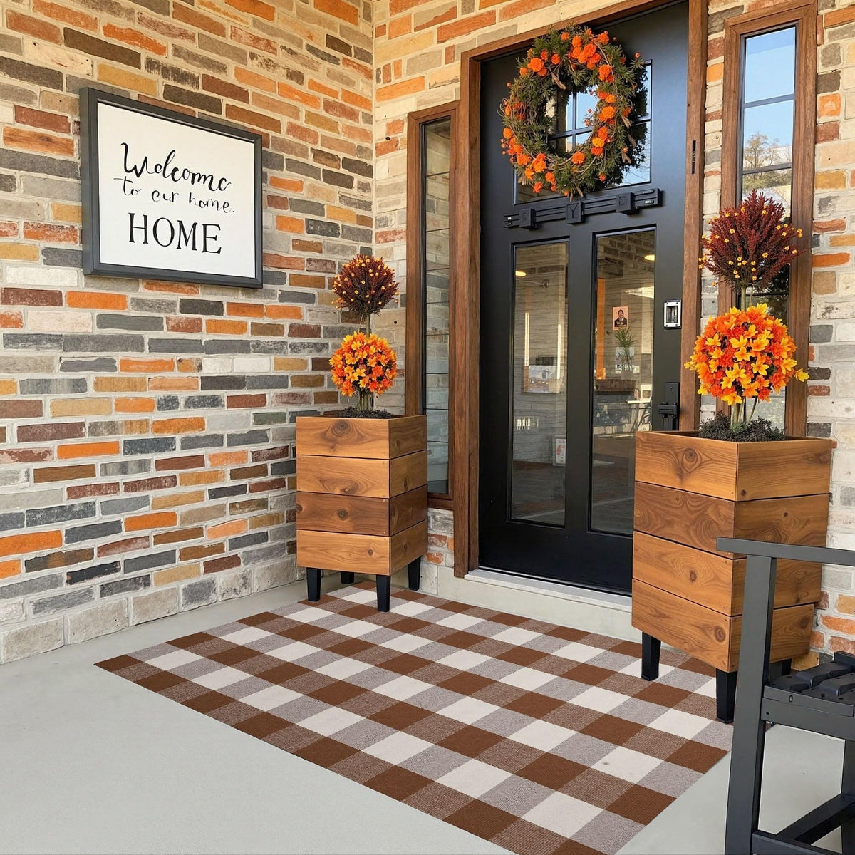 Blue Buffalo Plaid Outdoor Rug, 27.5x43