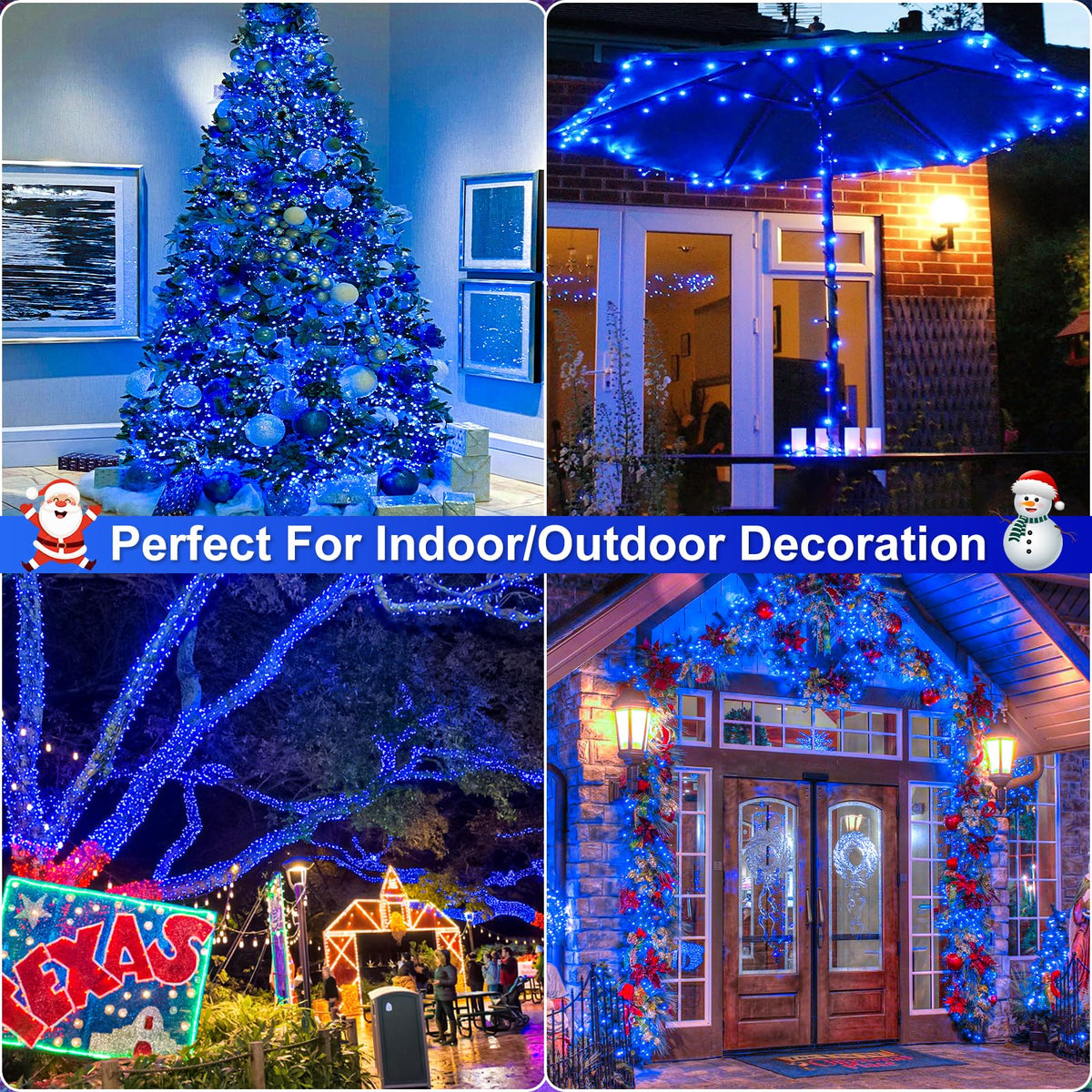 Blue and White Christmas Lights, 100 ft