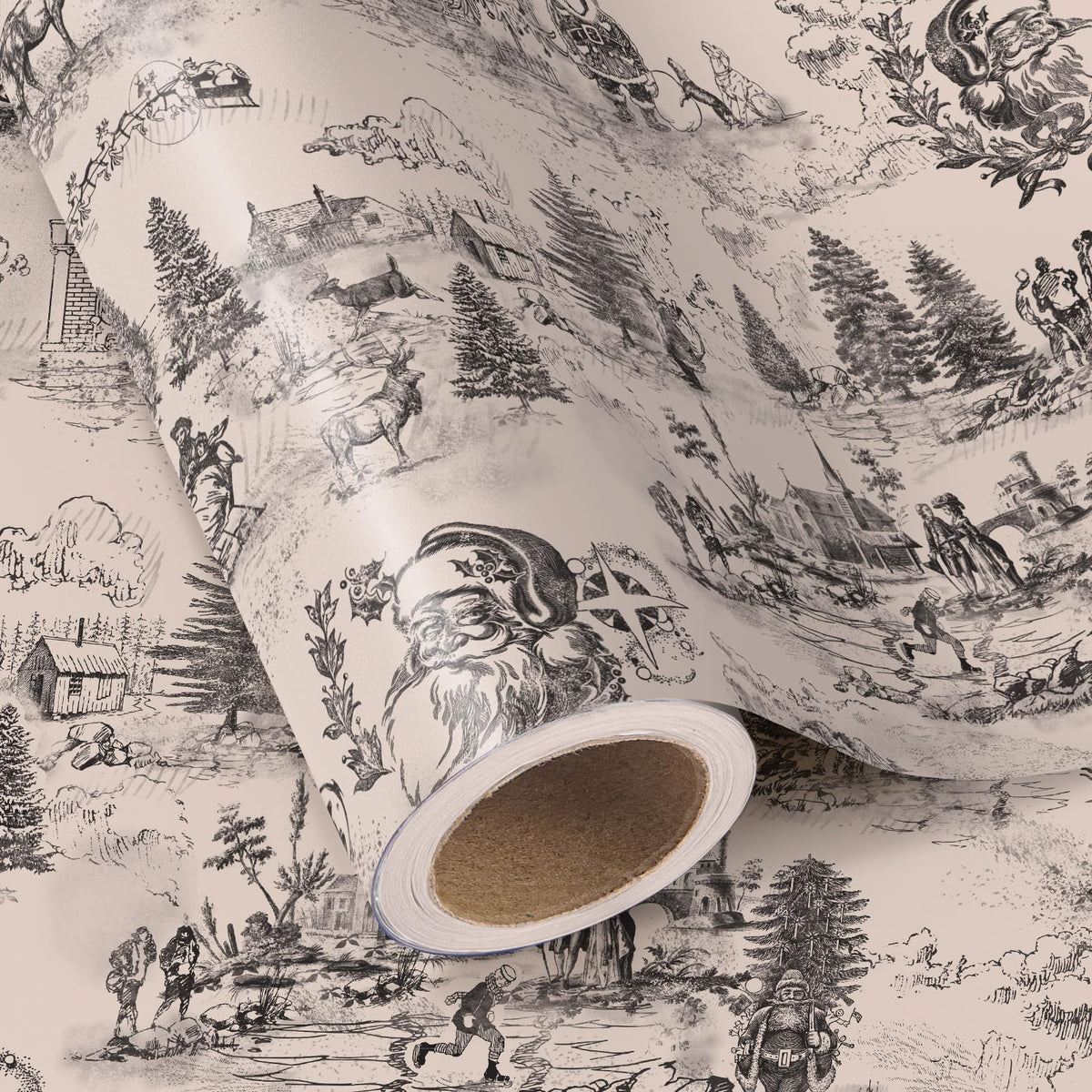 Blue Toile Christmas Wrapping Paper