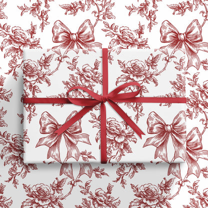 Reversible Toile Christmas Wrapping Paper