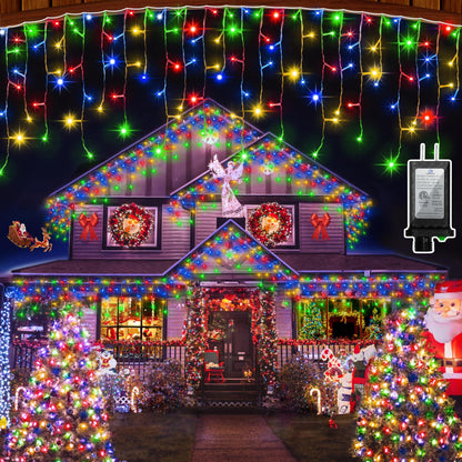 Blue and Cool White Icicle Lights, 164 ft