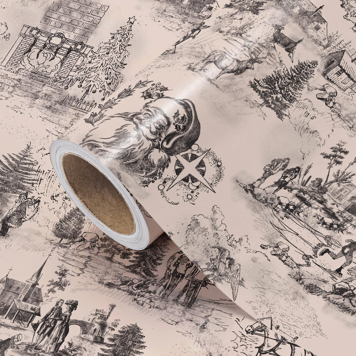 Blue Toile Christmas Wrapping Paper