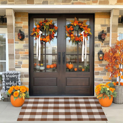 Blue Buffalo Plaid Outdoor Rug, 27.5x43