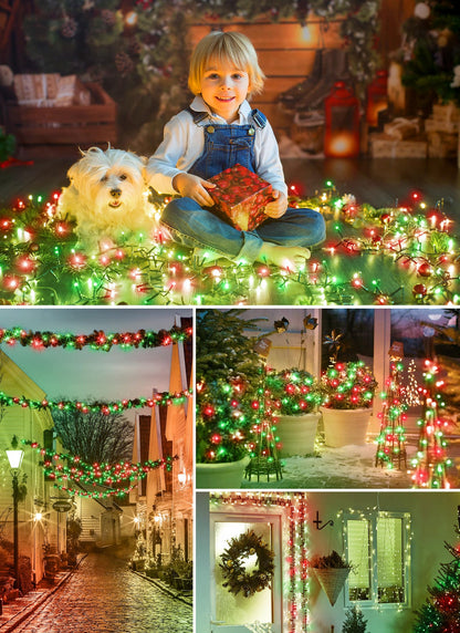 Solar Christmas String Lights, 100 LED, 40 ft