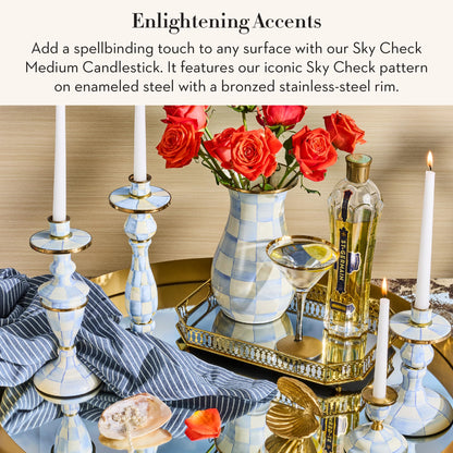 MacKenzie-Childs Sky Check Pillar Candlestick