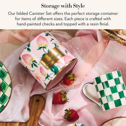 MacKenzie-Childs Enamel Canister Set, Royal Check