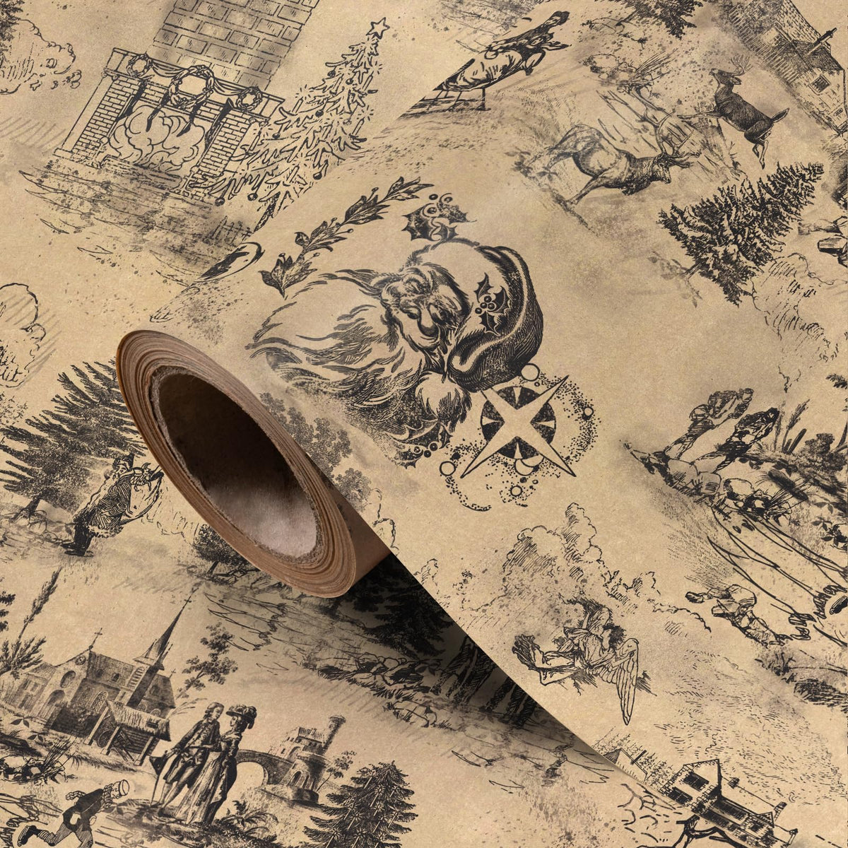 Blue Toile Christmas Wrapping Paper