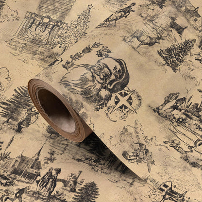Blue Toile Christmas Wrapping Paper