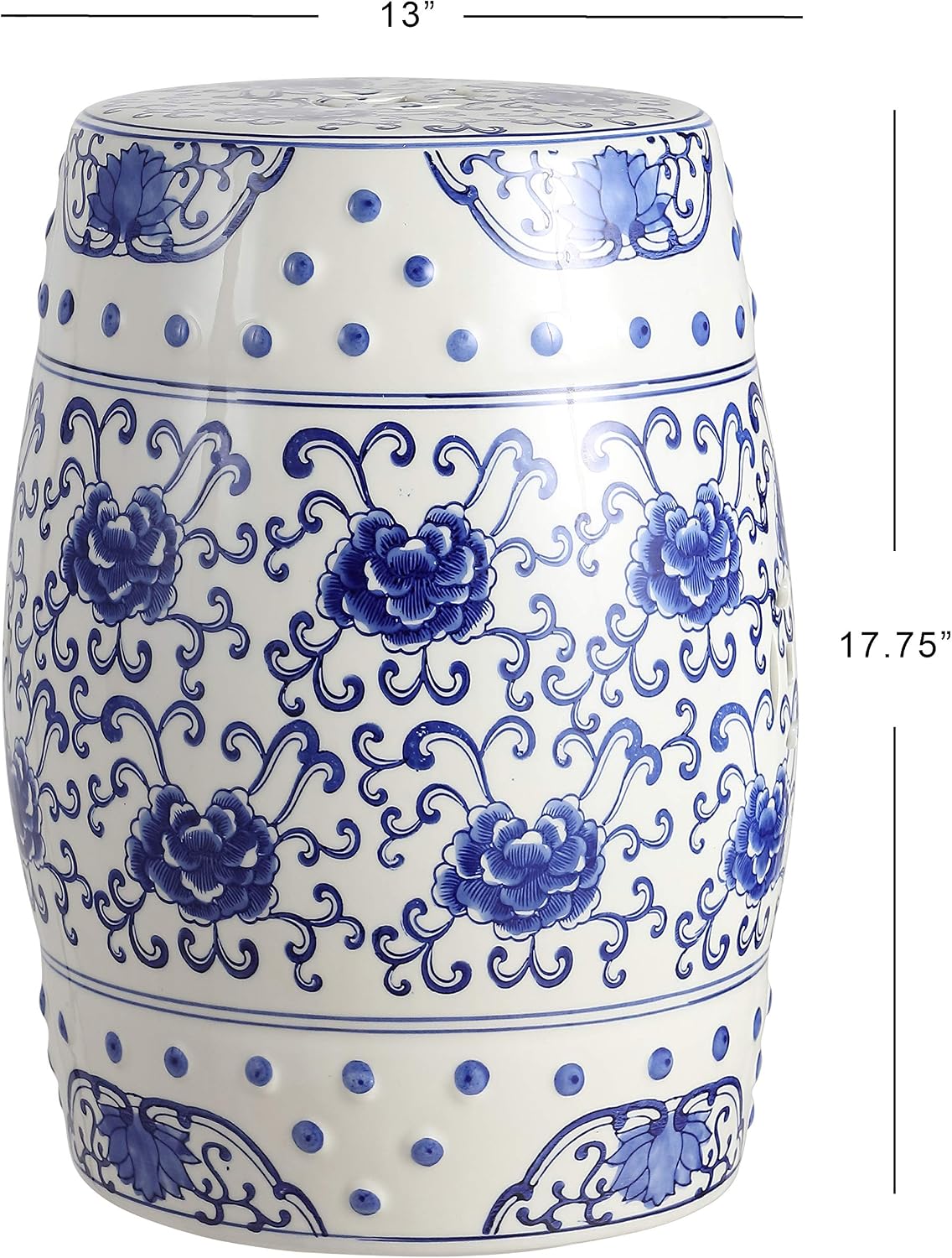 Jonathan Y Lotus Chinoiserie Garden Stool, 17.75"