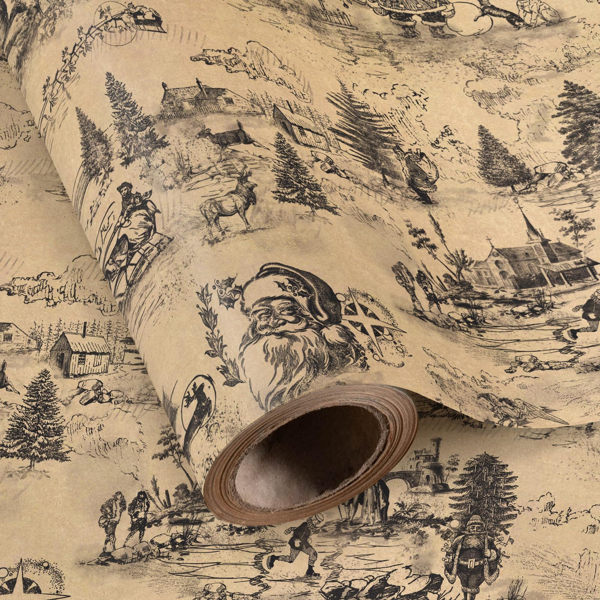 Blue Toile Christmas Wrapping Paper