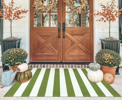 Light Blue Buffalo Plaid Cotton Door Mat, 24x35
