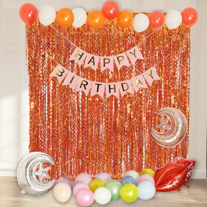 Navy Blue Foil Fringe Curtains, 4 Pack