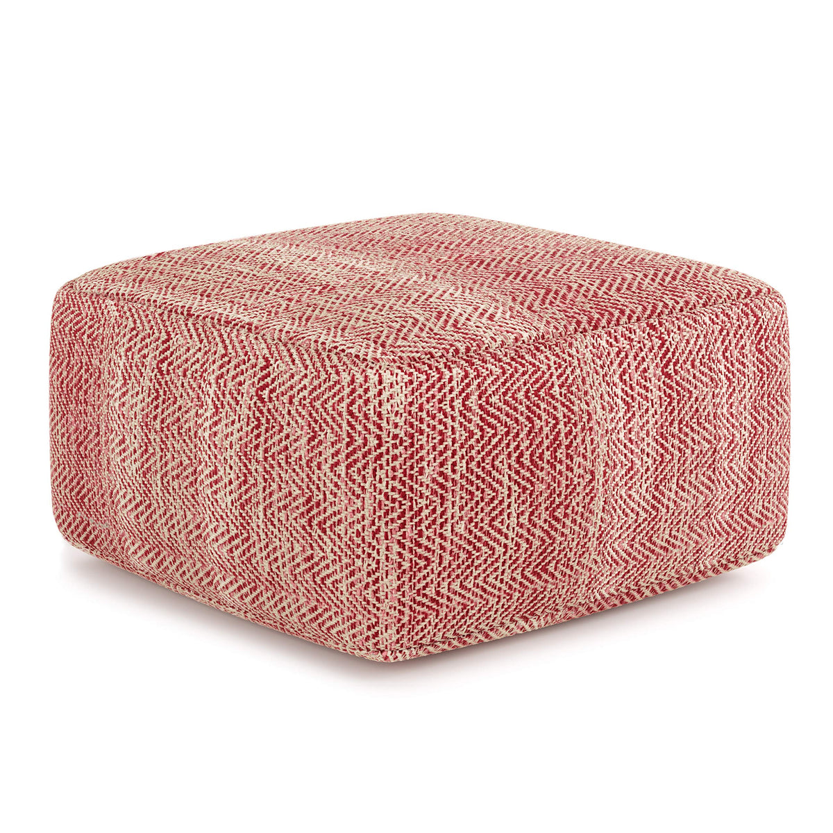 Simpli Home Cowan Blue Wool Square Pouf