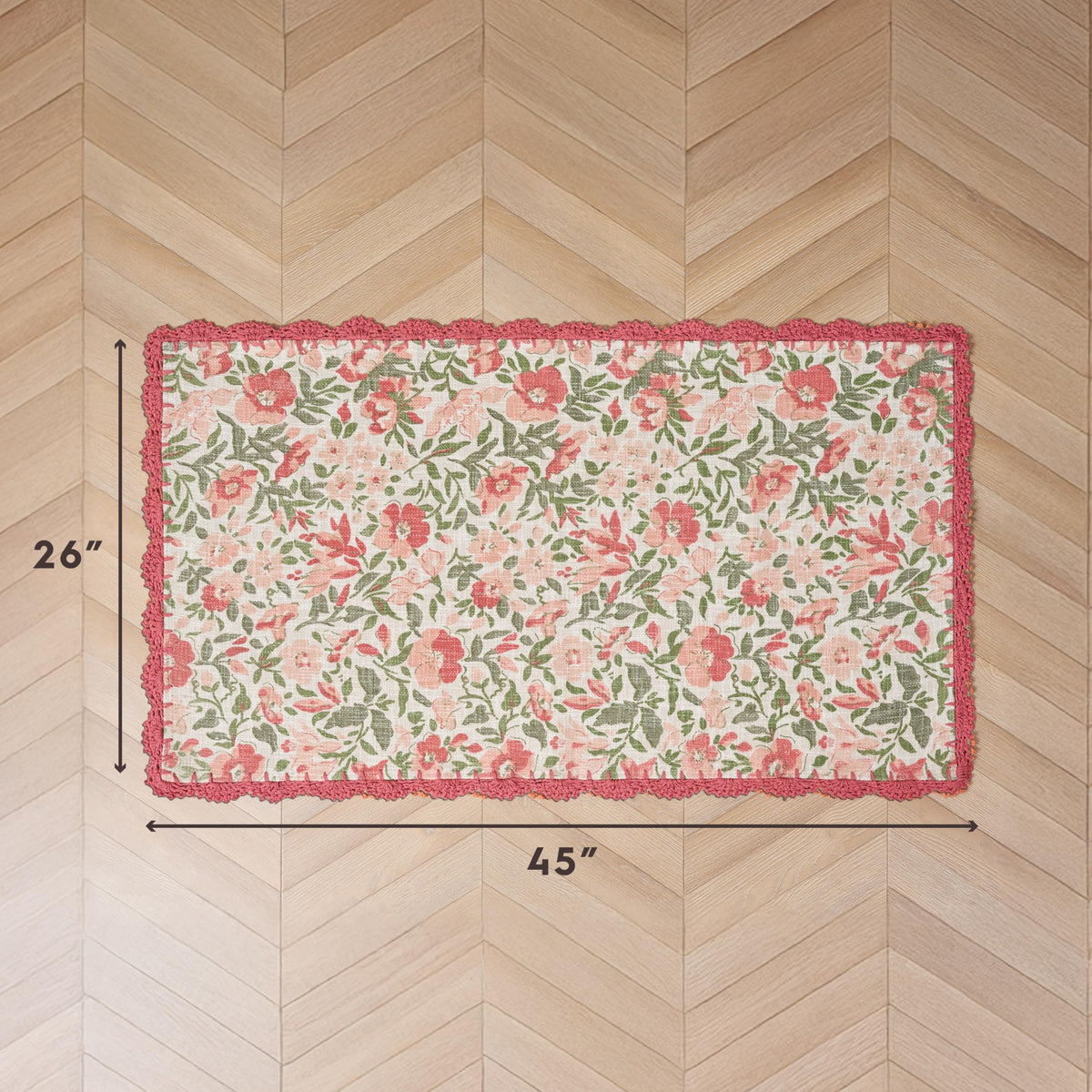 Laura Ashley Indigo Floral Crochet Border Runner Rug