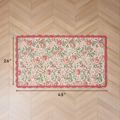 Laura Ashley Indigo Floral Crochet Border Runner Rug