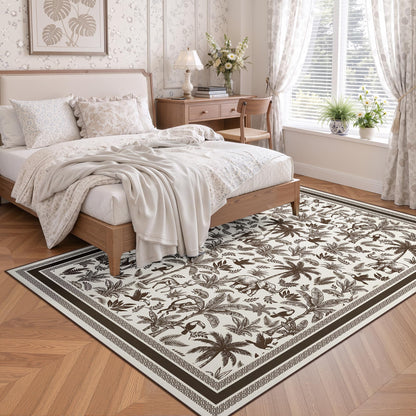 Washable French Toile Area Rug
