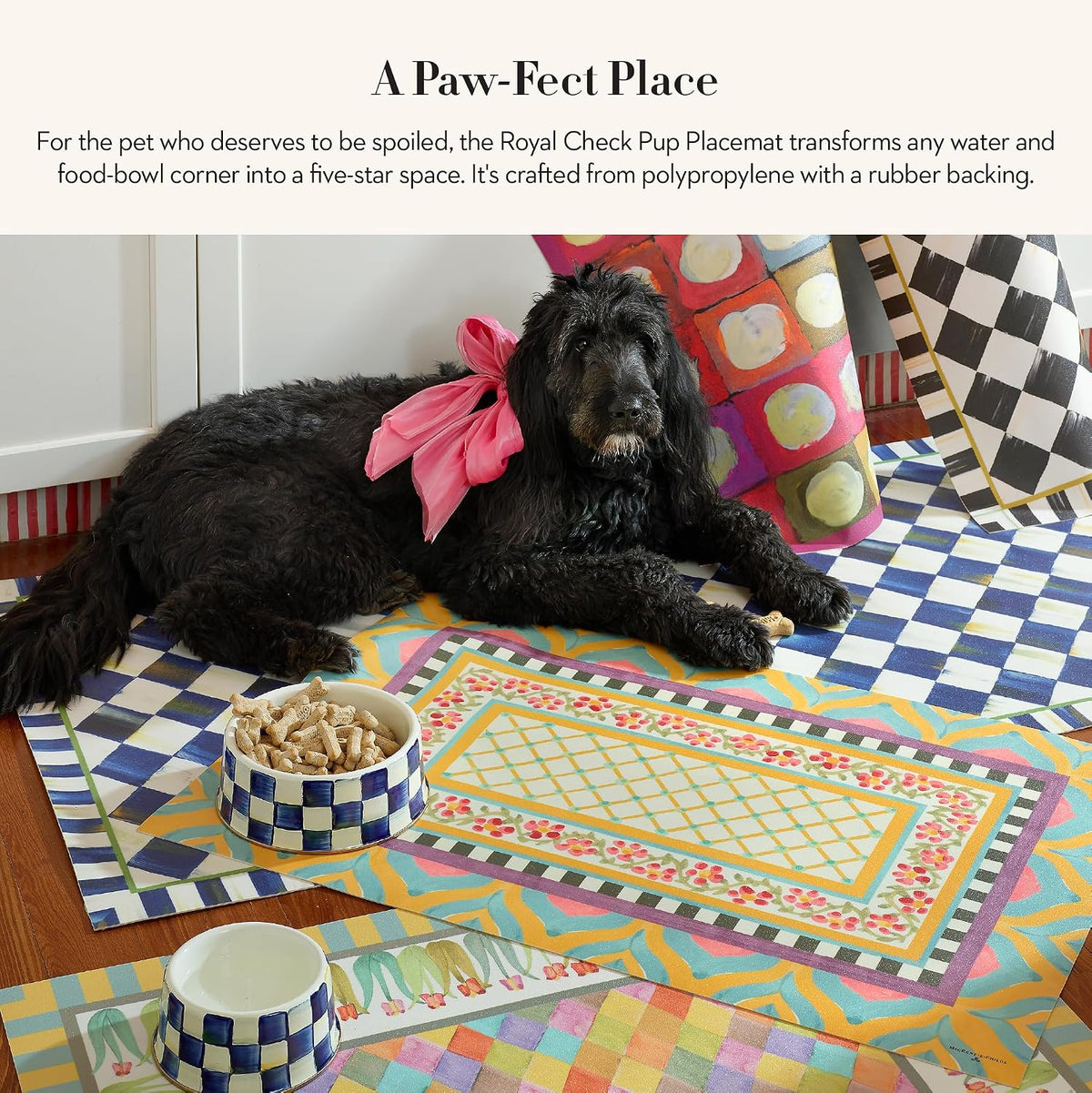 MacKenzie-Childs Pup Placemat, Royal Check