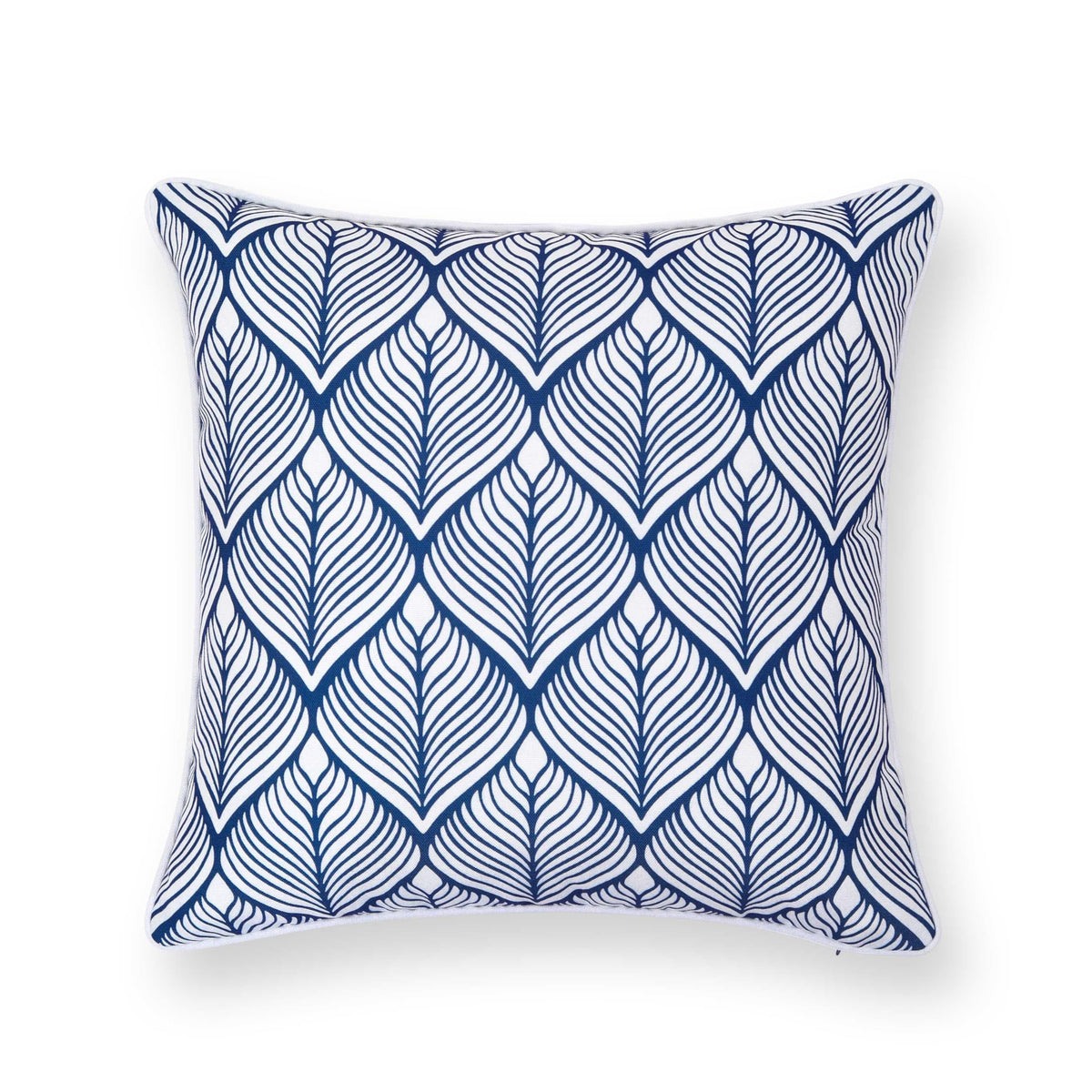 Navy Greek Key Outdoor Lumbar Pillow Cover, 12x20