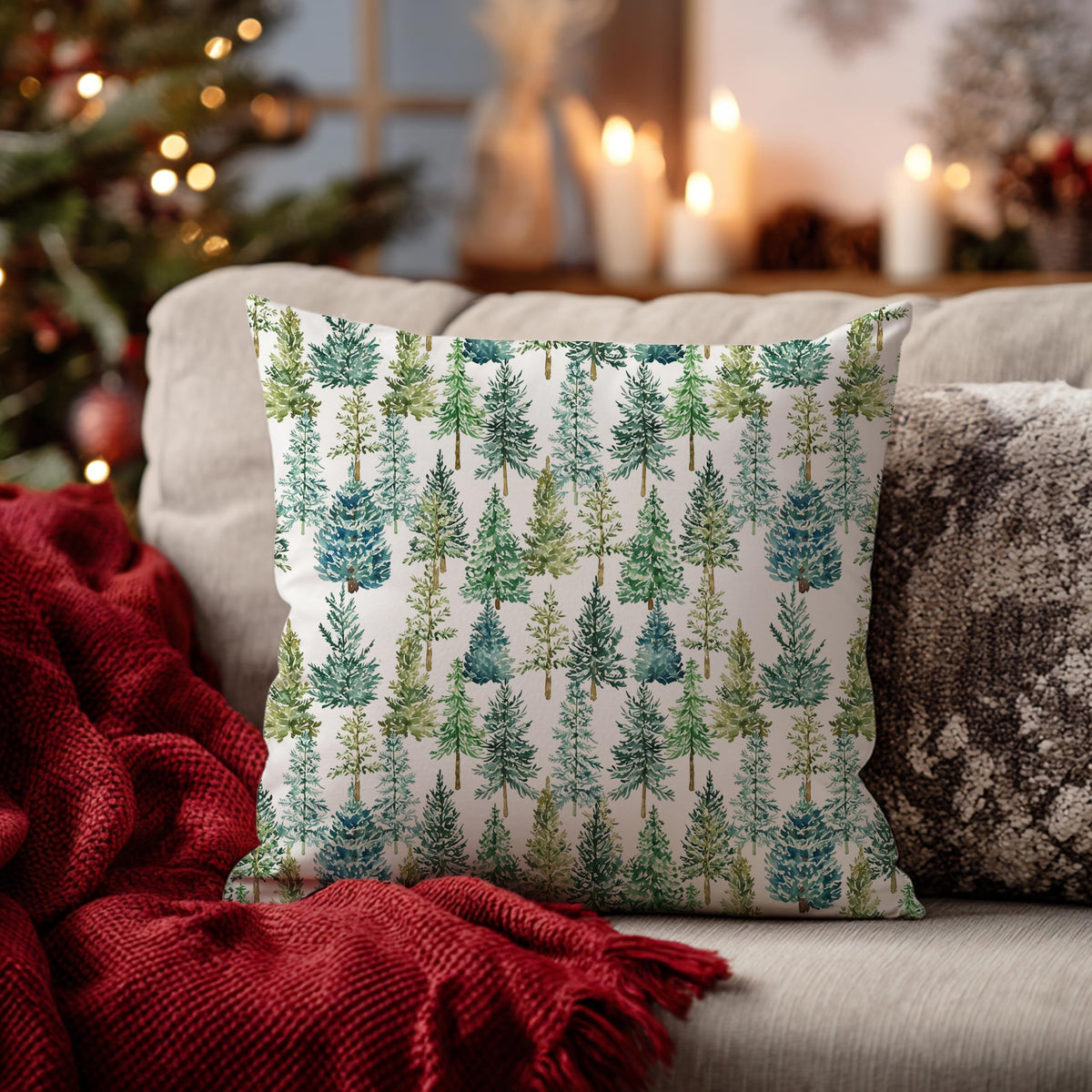 Blue Christmas Toile Pillow Covers, 18x18, Set of 2