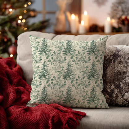 Blue Christmas Toile Pillow Covers, 18x18, Set of 2