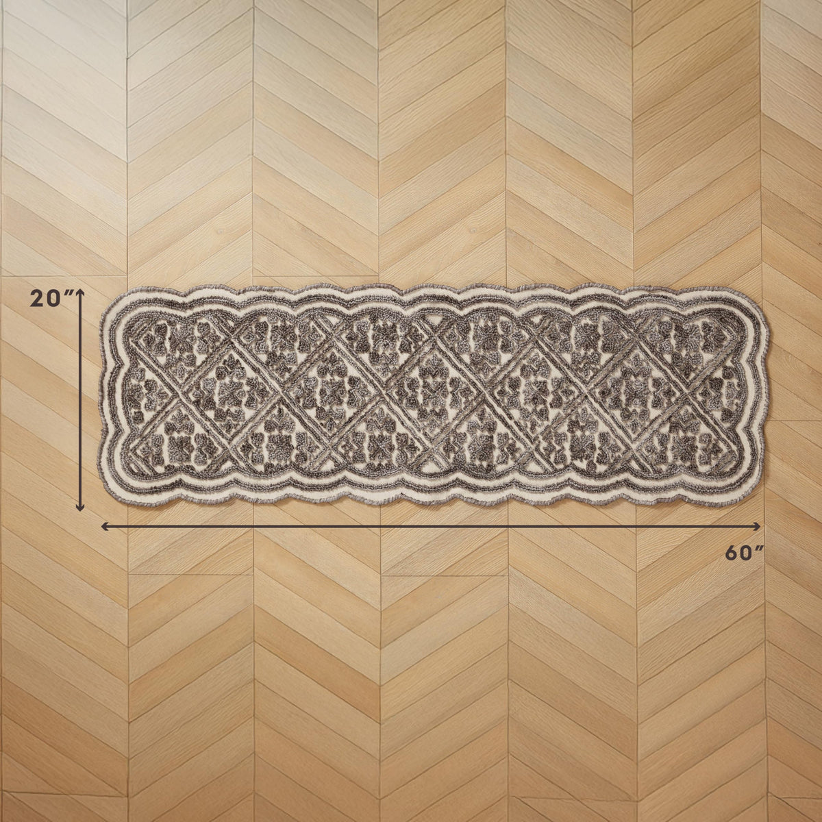 Laura Ashley Scalloped Washable Runner Rug