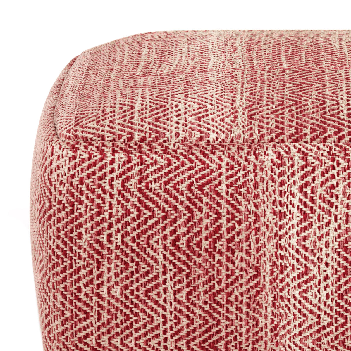 Simpli Home Cowan Blue Wool Square Pouf
