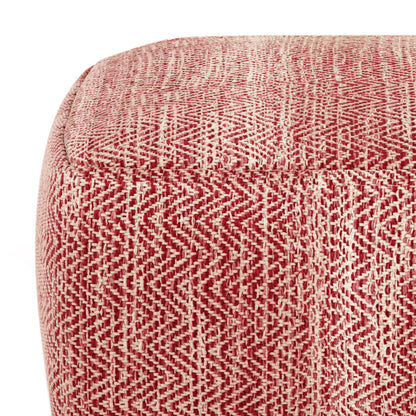 Simpli Home Cowan Blue Wool Square Pouf