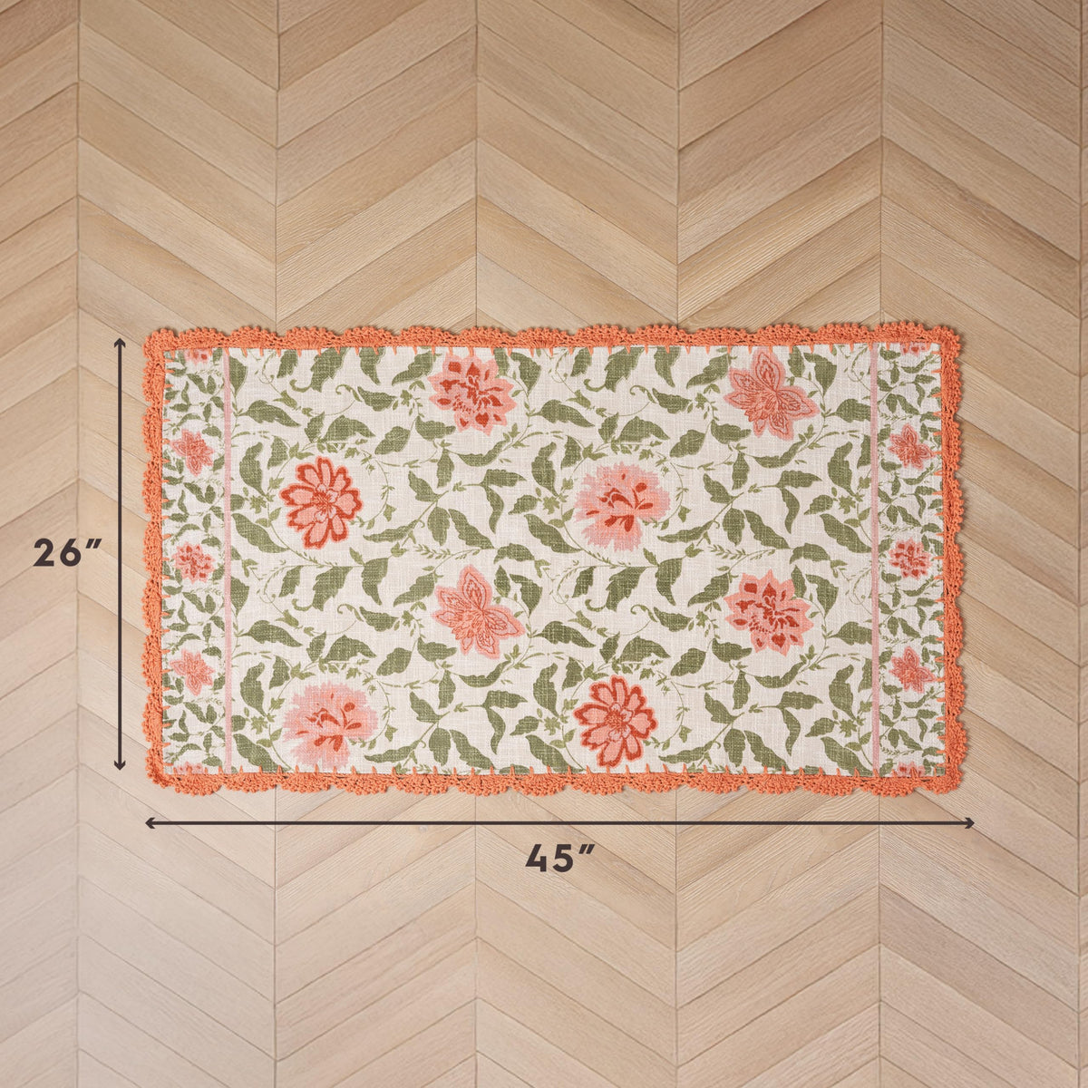 Laura Ashley Indigo Floral Crochet Border Runner Rug
